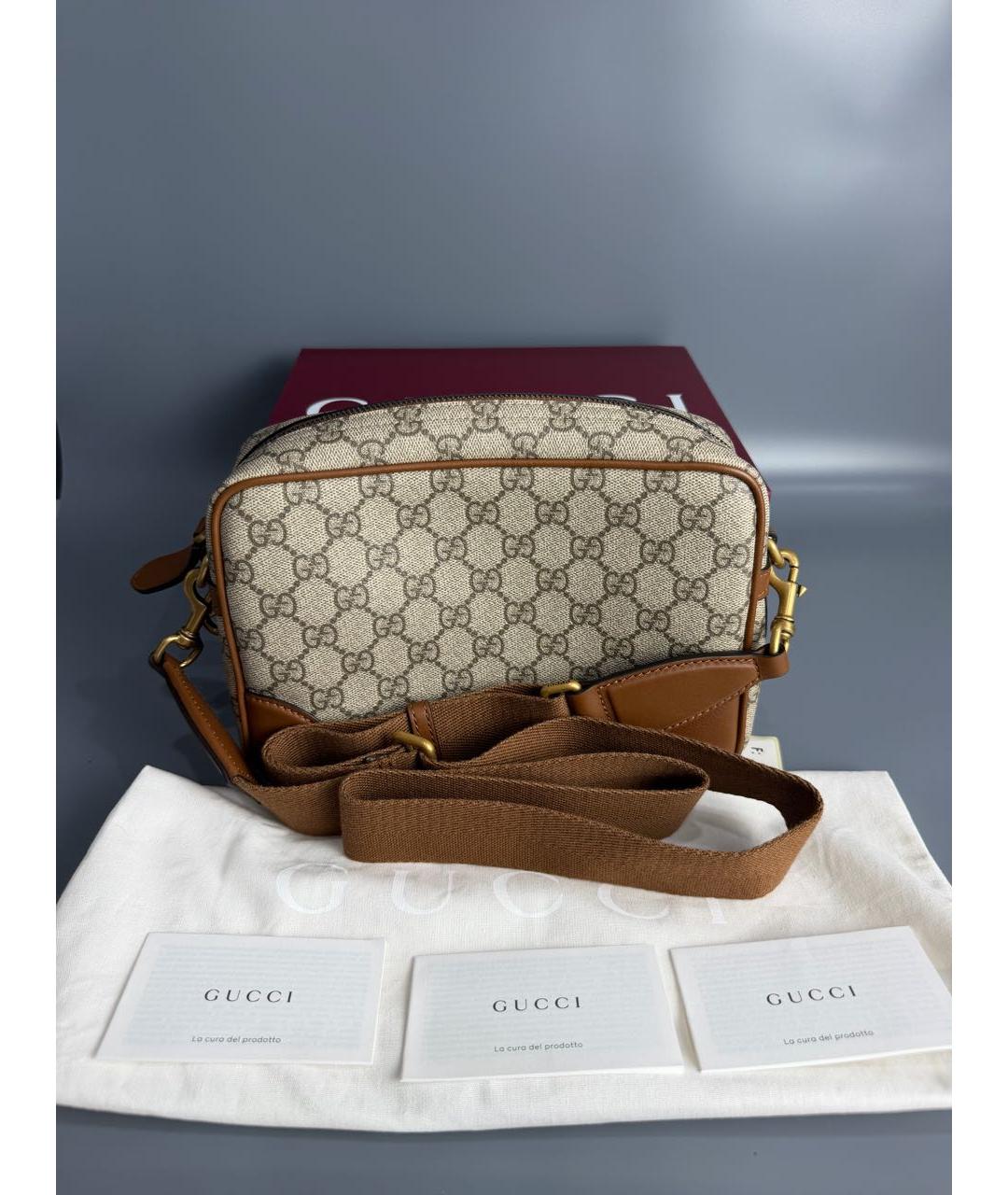 GUCCI Коричневая кожаная сумка на плечо, фото 8