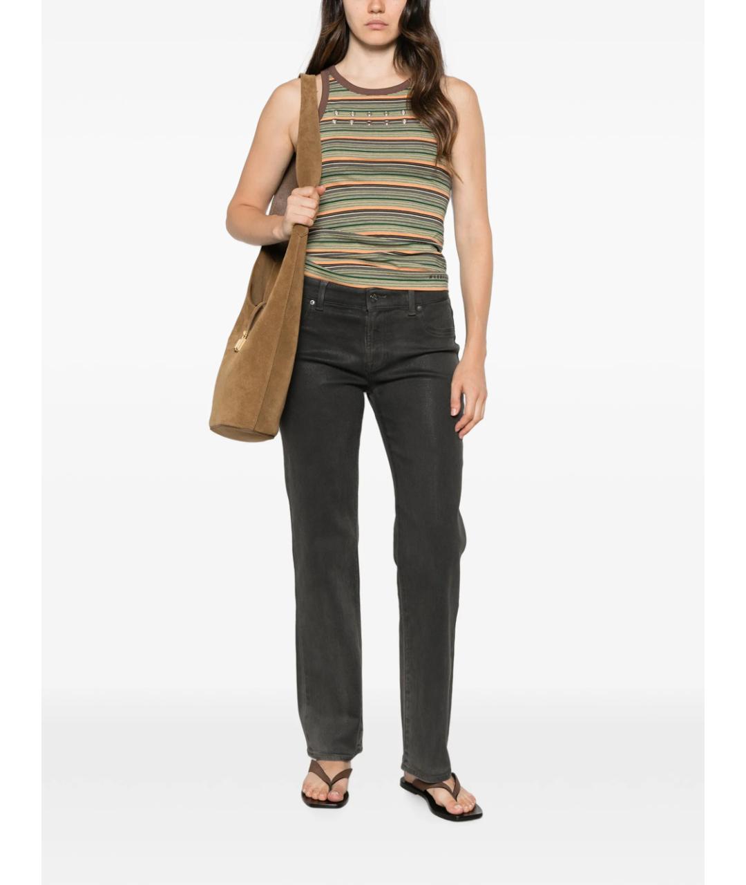 7 FOR ALL MANKIND Серые хлопковые прямые джинсы, фото 4