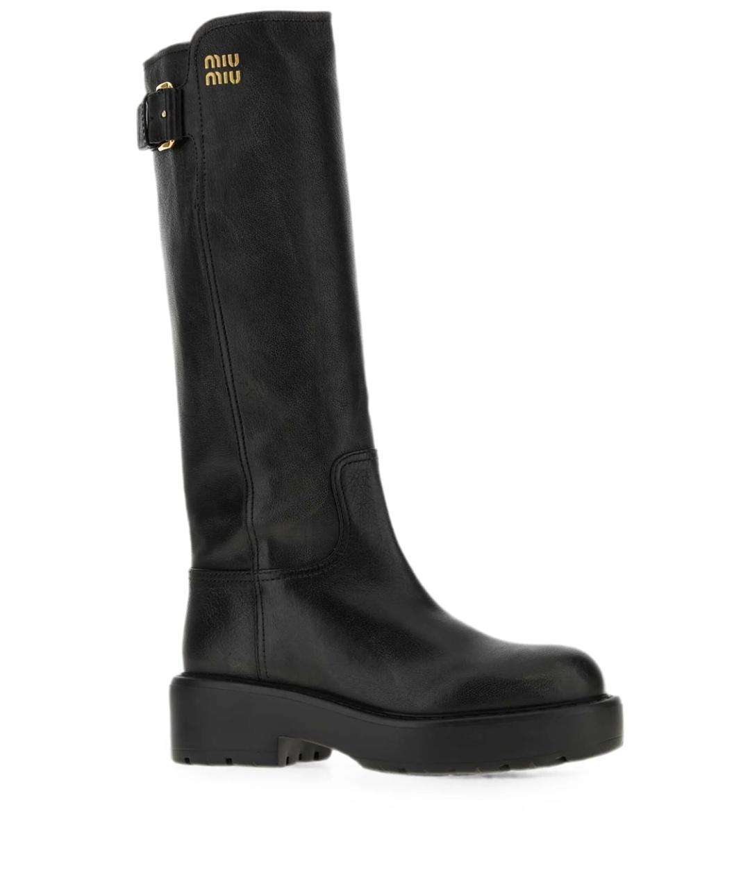 MIU MIU Черные кожаные сапоги, фото 2
