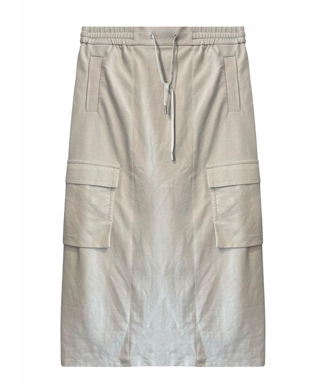 WEEKEND MAX MARA Бежевая лиоцелловая юбка миди, фото 1