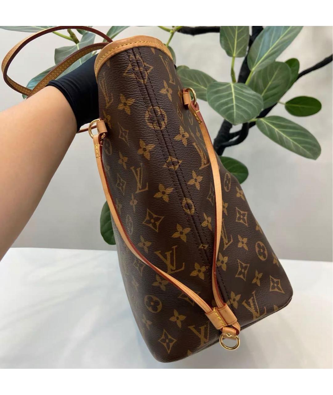 LOUIS VUITTON Коричневая кожаная сумка тоут, фото 4