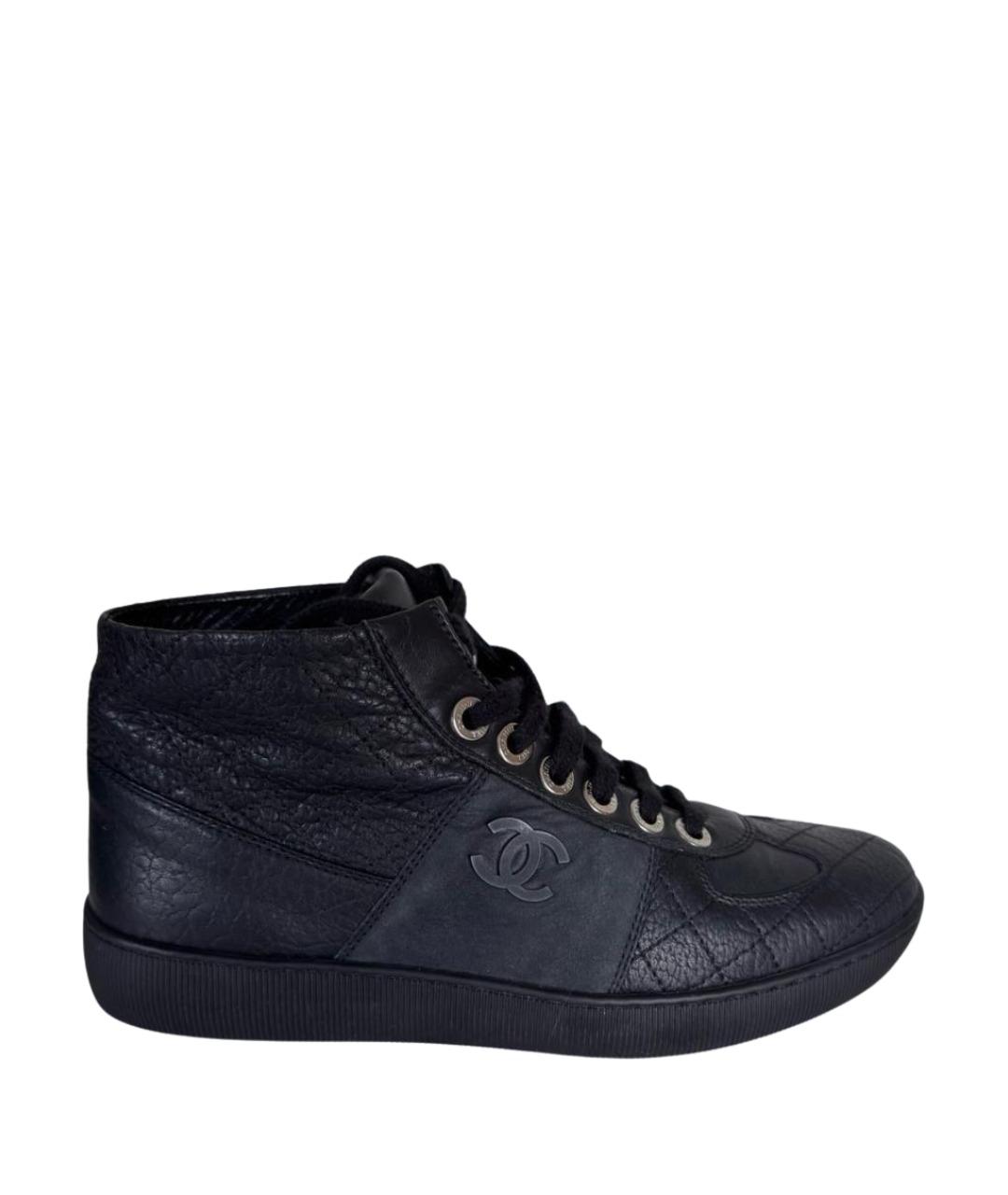 CHANEL Черные кожаные кеды, фото 1
