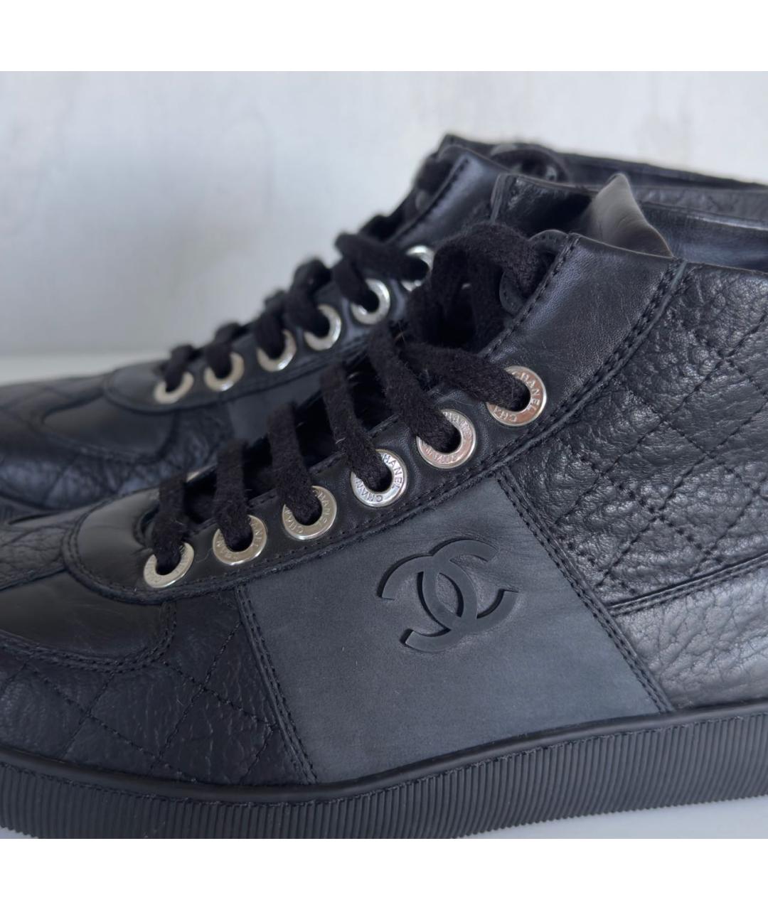 CHANEL Черные кожаные кеды, фото 5
