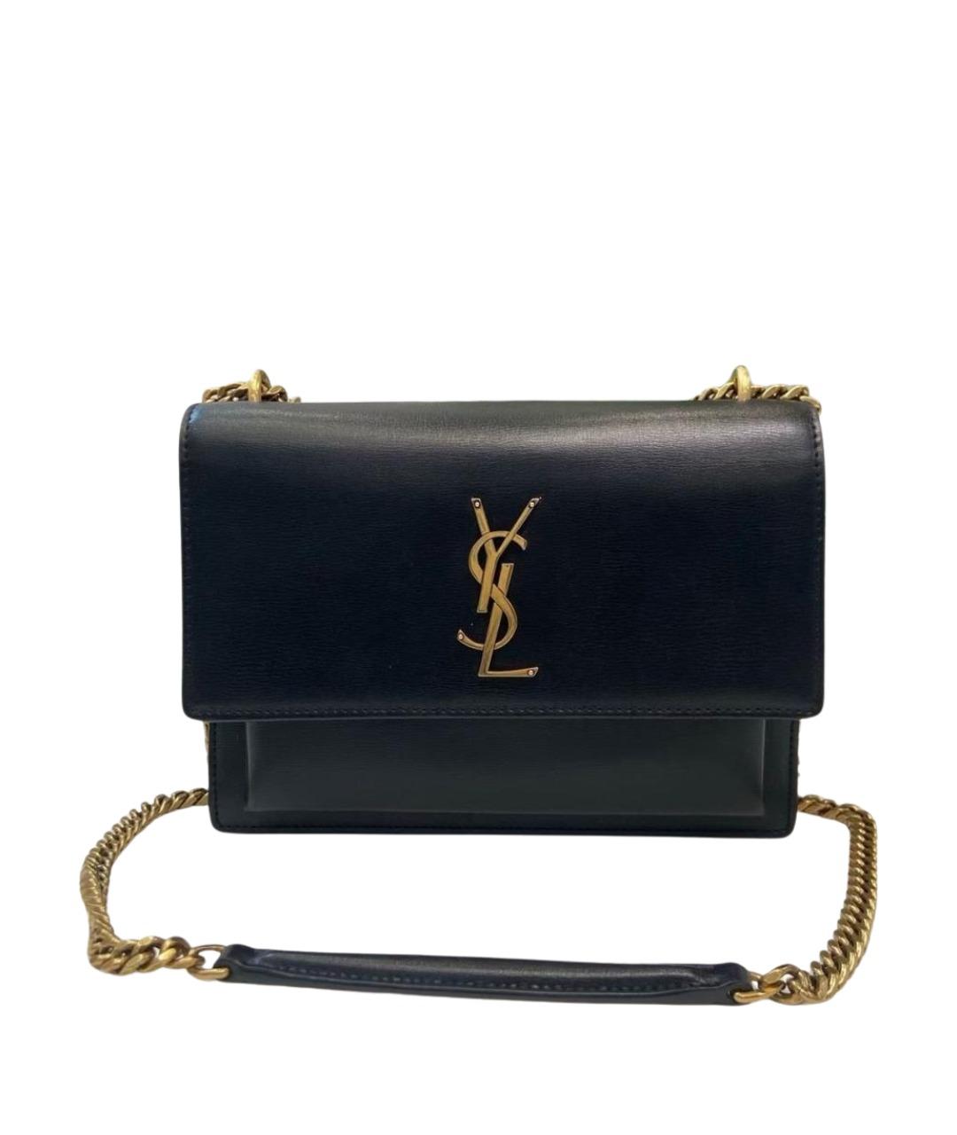 SAINT LAURENT Черная кожаная сумка через плечо, фото 1