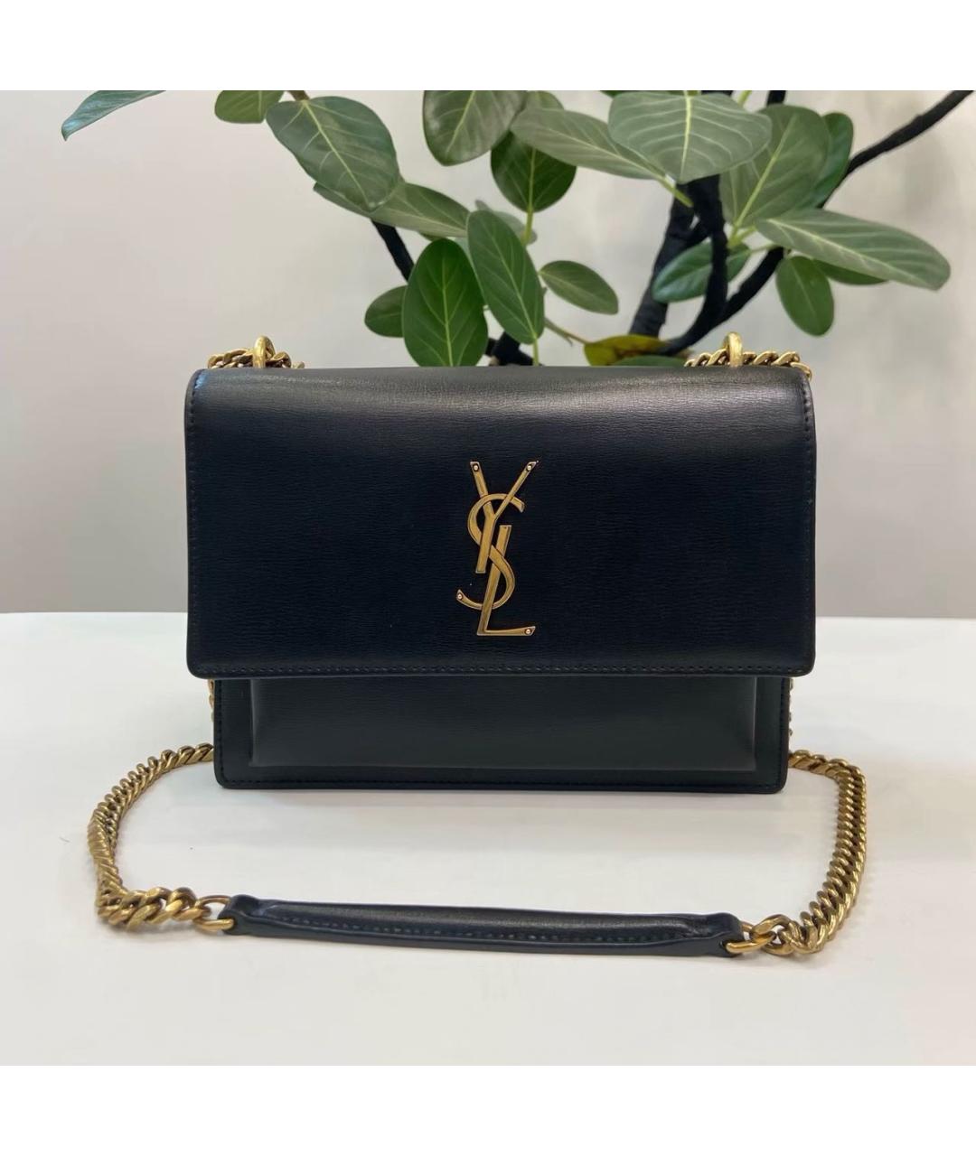 SAINT LAURENT Черная кожаная сумка через плечо, фото 9