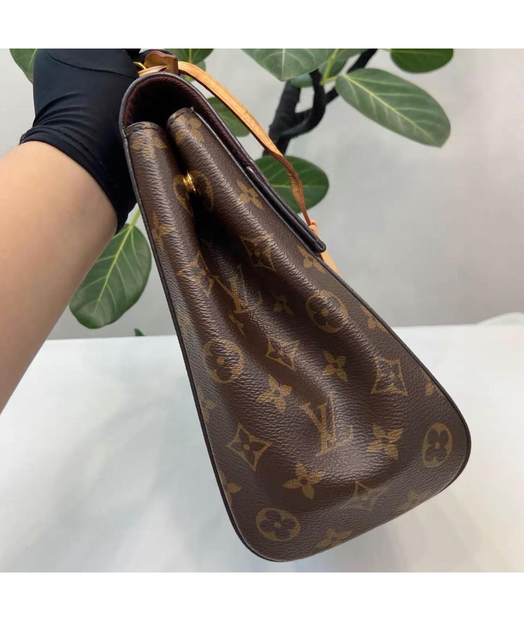 LOUIS VUITTON Коричневая кожаная сумка через плечо, фото 4