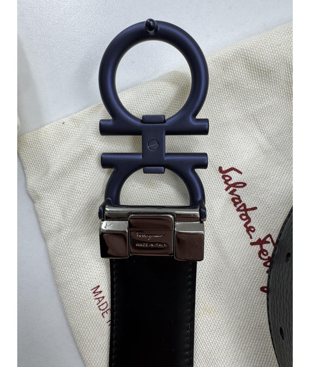 FERRAGAMO Темно-синий кожаный ремень, фото 6