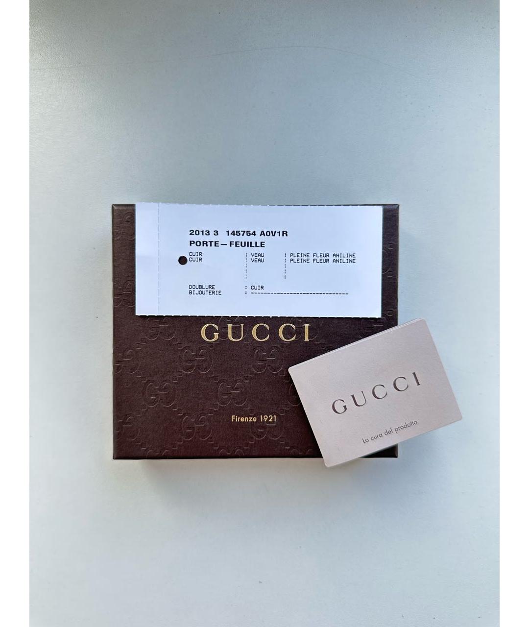 GUCCI Черный кожаный кошелек, фото 4