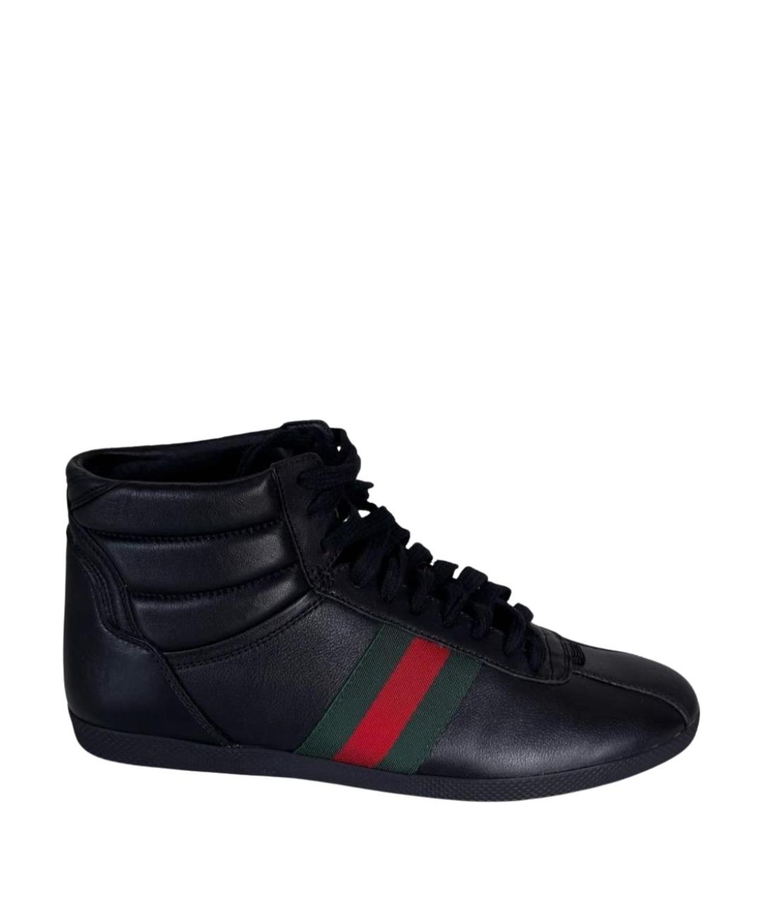 GUCCI Черные кожаные кеды, фото 1
