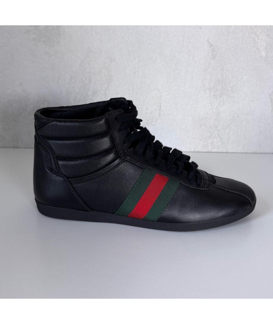 GUCCI Черные кожаные кеды, фото 7