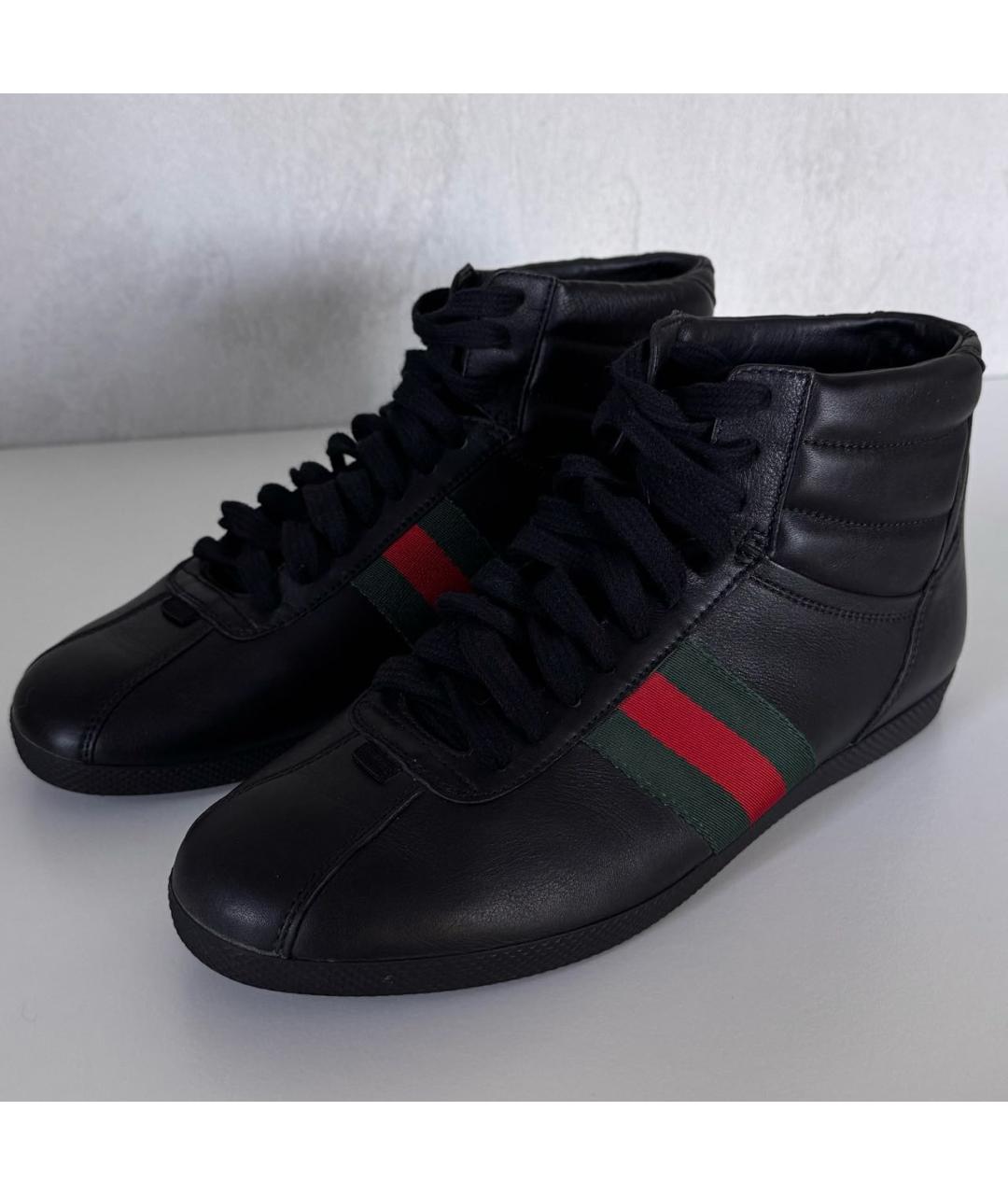 GUCCI Черные кожаные кеды, фото 5