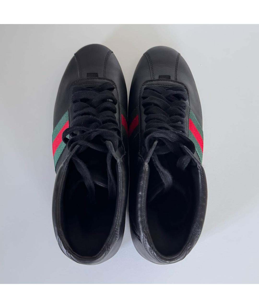 GUCCI Черные кожаные кеды, фото 3