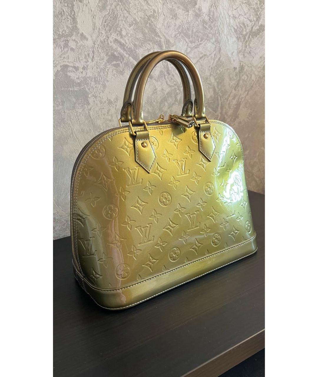 LOUIS VUITTON Золотая сумка с короткими ручками из лакированной кожи, фото 2