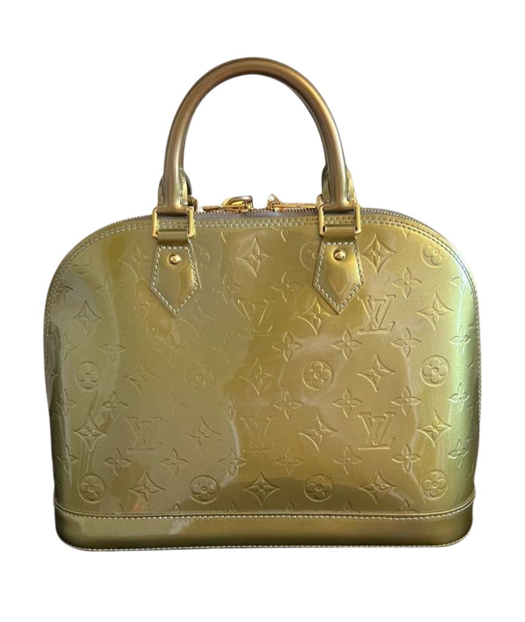 LOUIS VUITTON Золотая сумка с короткими ручками из лакированной кожи, фото 1