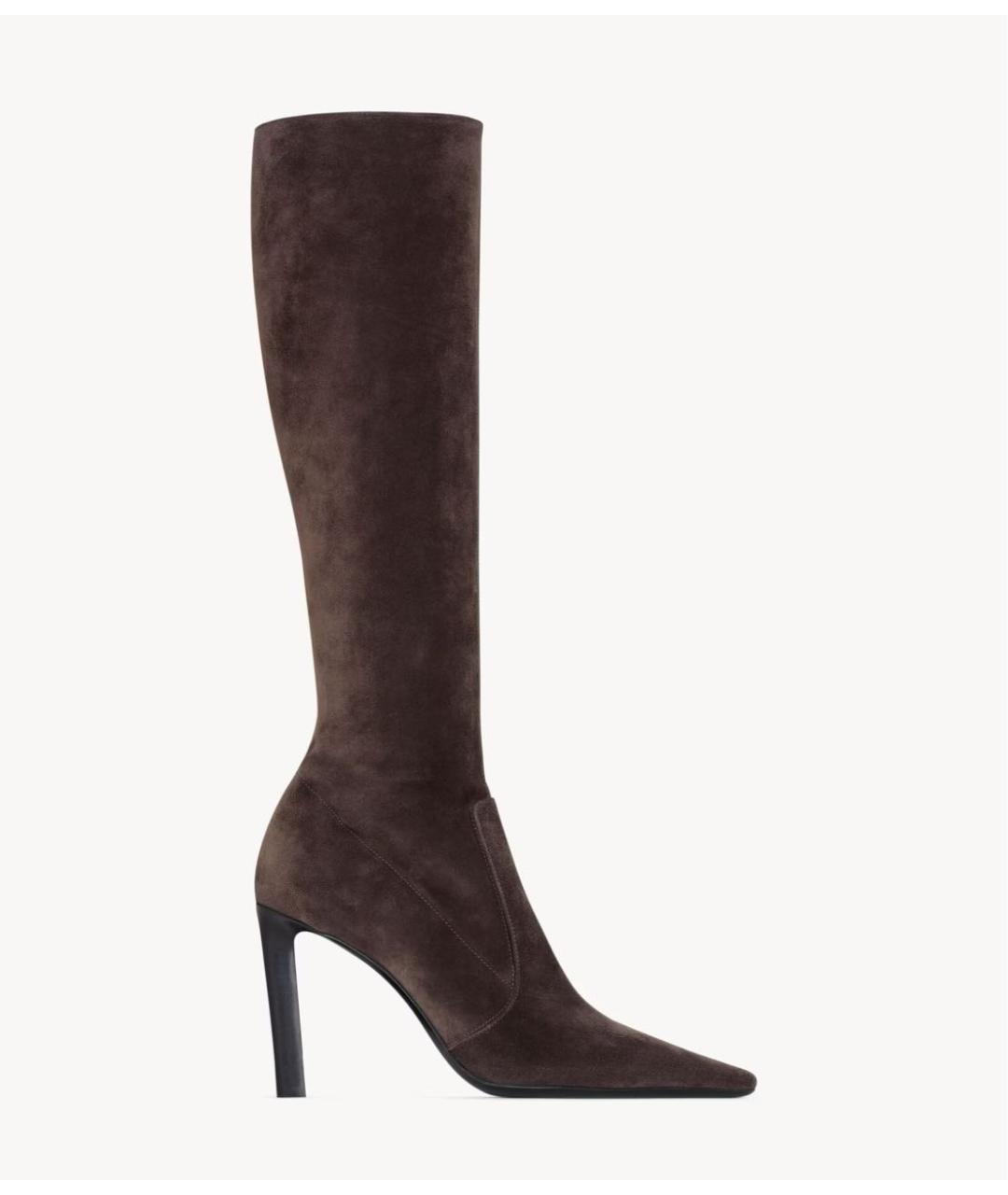 SAINT LAURENT Коричневые замшевые сапоги, фото 6
