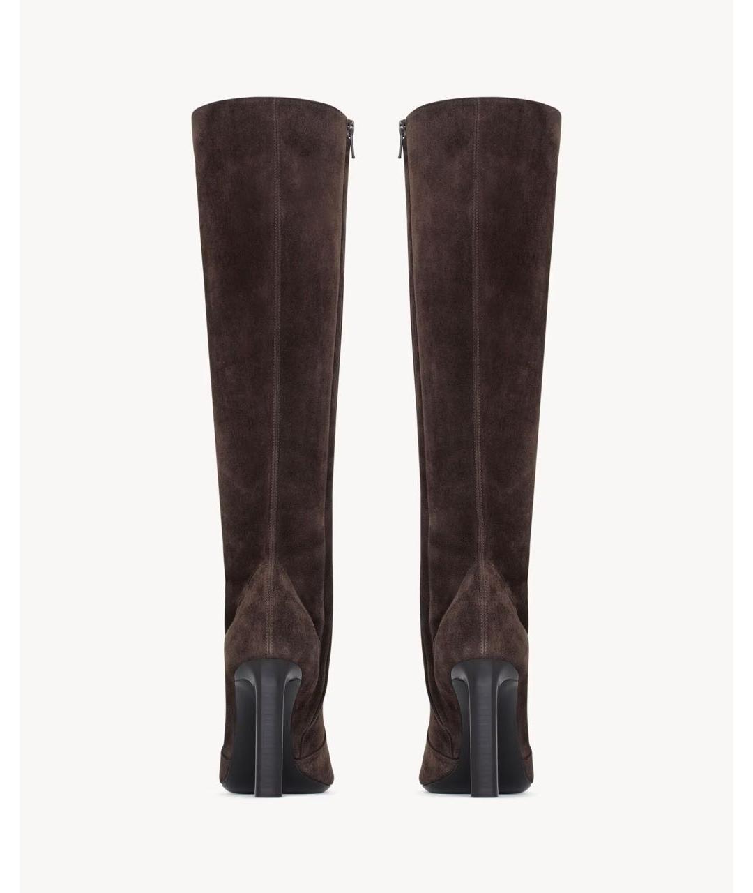 SAINT LAURENT Коричневые замшевые сапоги, фото 4