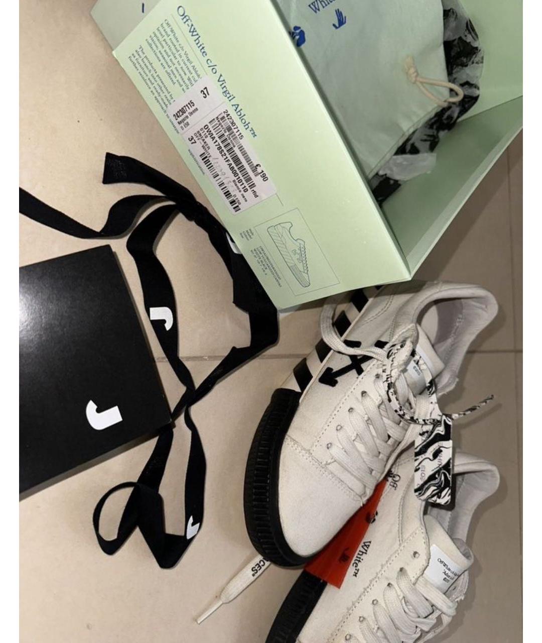 OFF-WHITE Белые текстильные кеды, фото 4