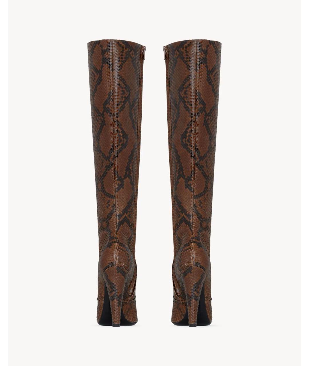 SAINT LAURENT Коричневые кожаные сапоги, фото 3