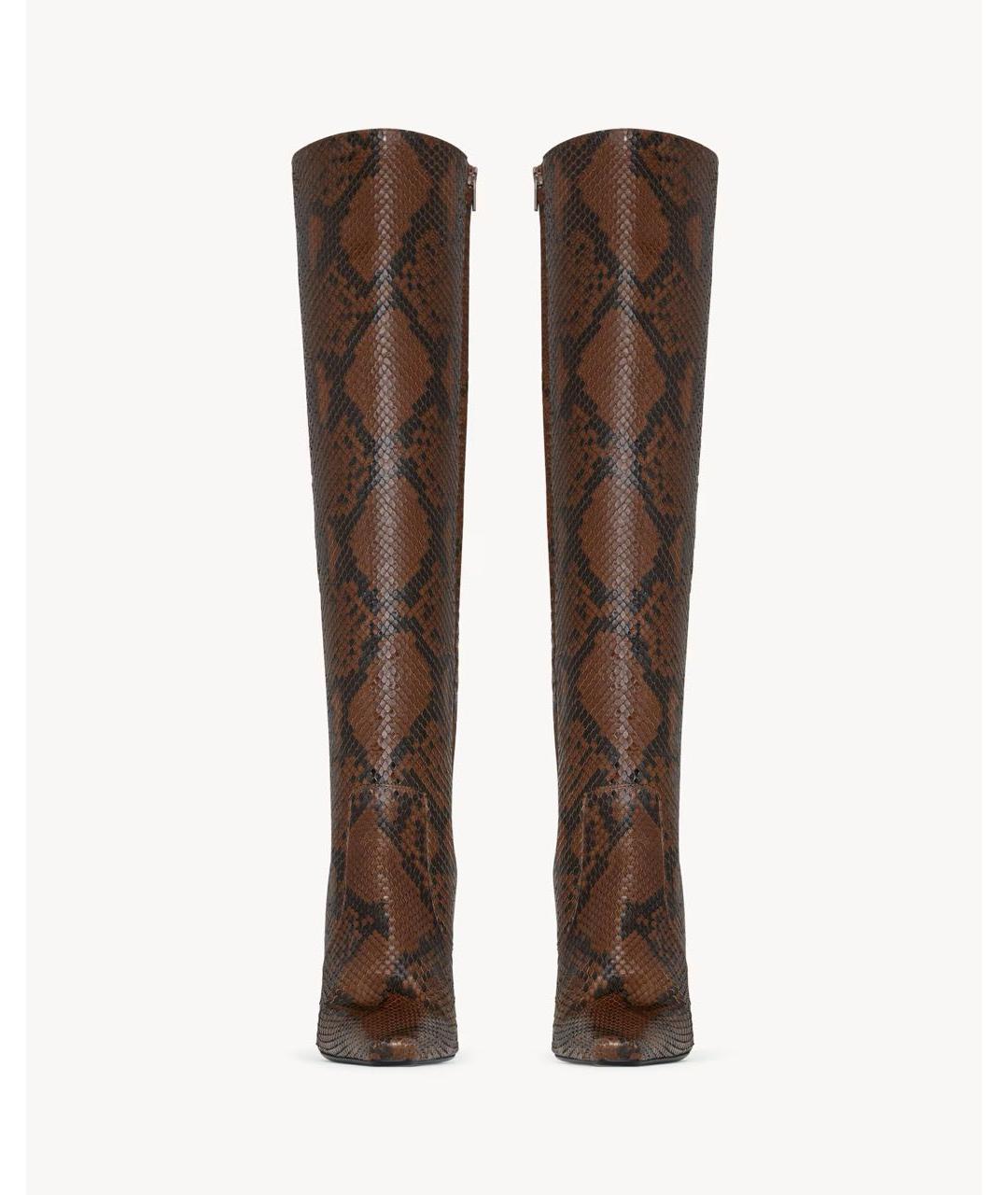 SAINT LAURENT Коричневые кожаные сапоги, фото 2