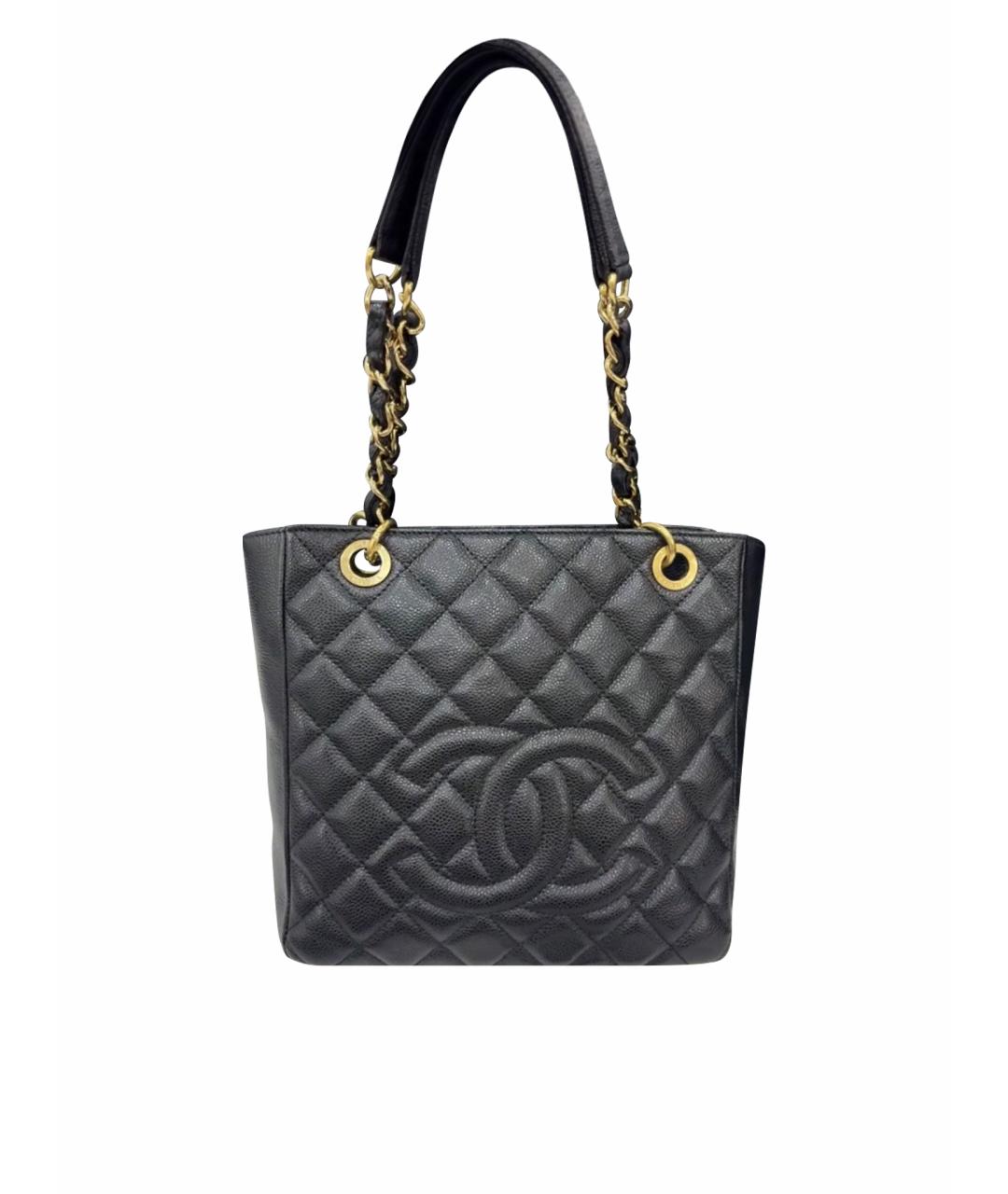 CHANEL Черная кожаная сумка тоут, фото 1