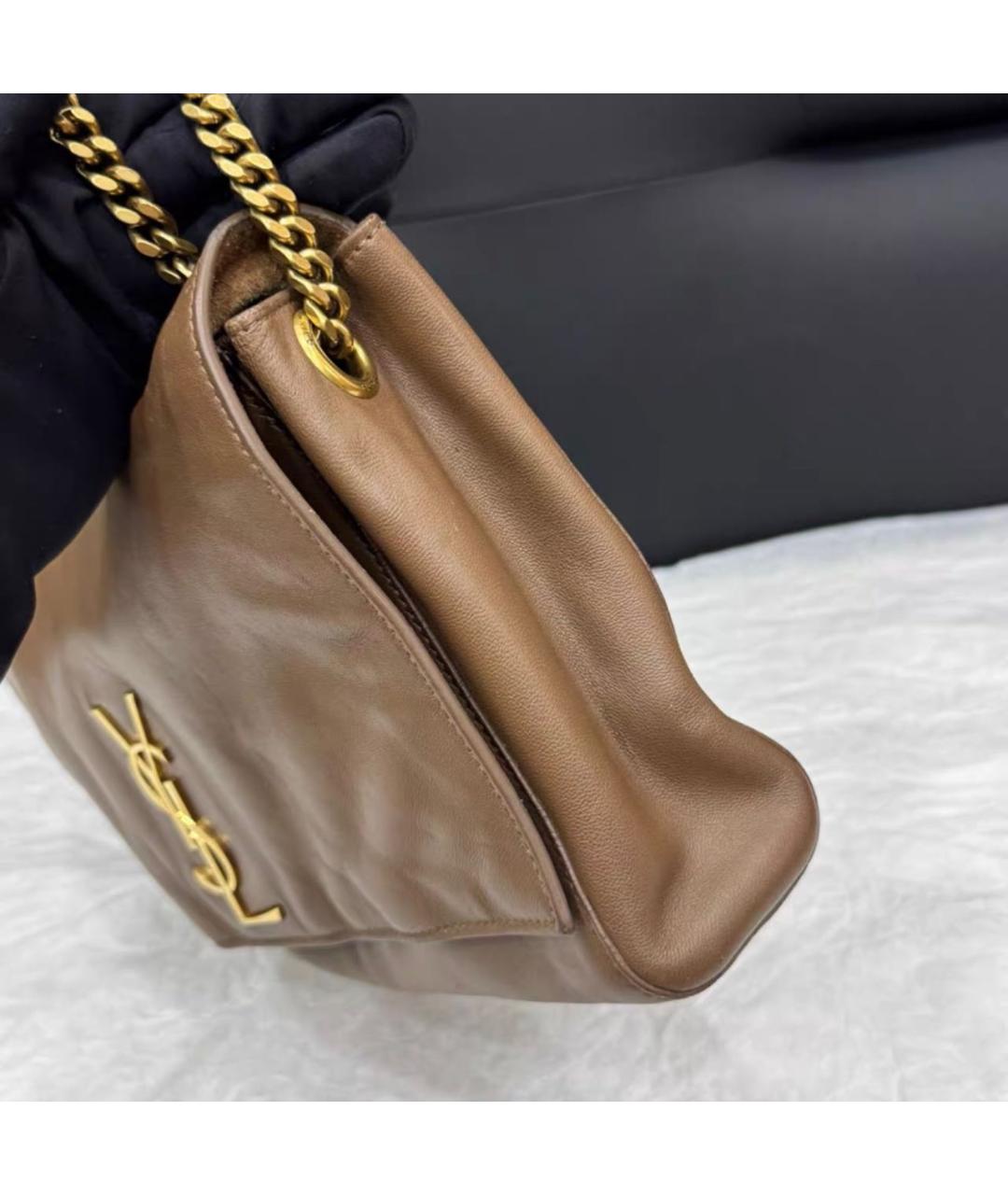 SAINT LAURENT Коричневая кожаная сумка через плечо, фото 3