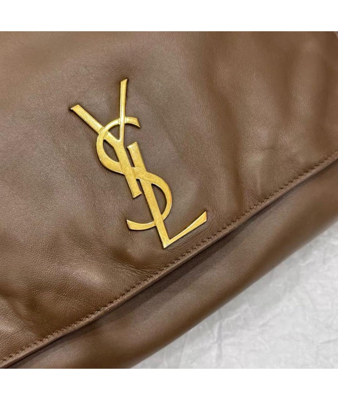 SAINT LAURENT Коричневая кожаная сумка через плечо, фото 5