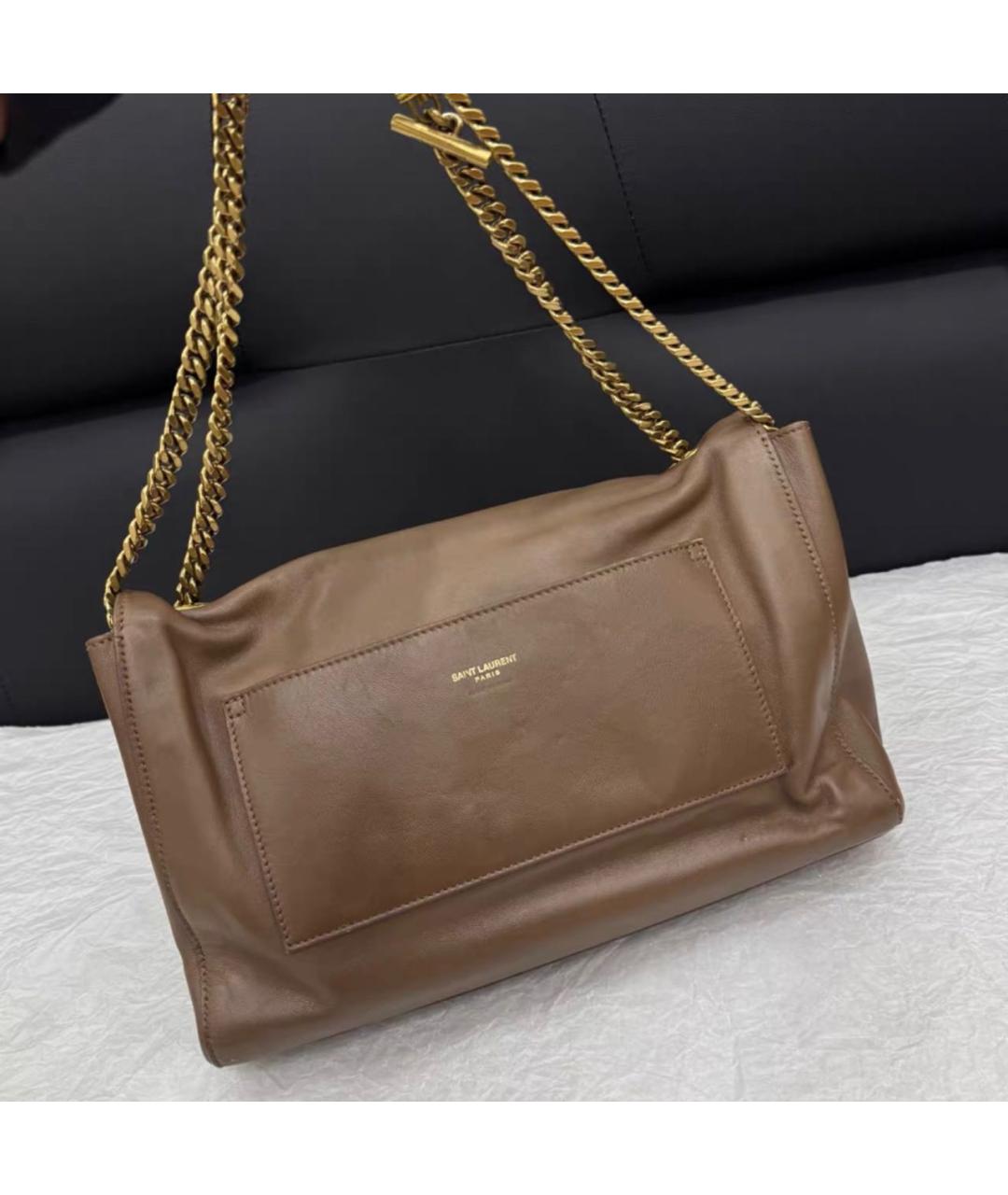 SAINT LAURENT Коричневая кожаная сумка через плечо, фото 2