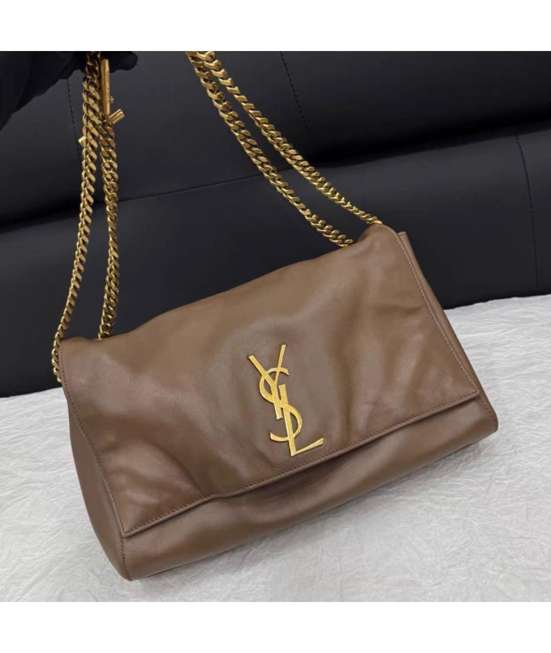 SAINT LAURENT Коричневая кожаная сумка через плечо, фото 8