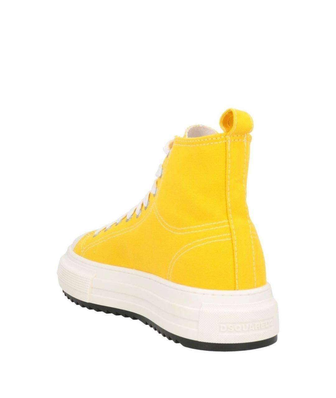 DSQUARED2 Желтые текстильные высокие кроссовки / кеды, фото 3