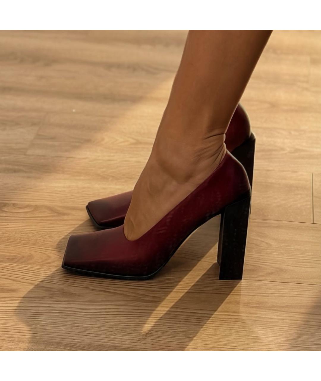 BALENCIAGA Бордовые кожаные туфли, фото 5