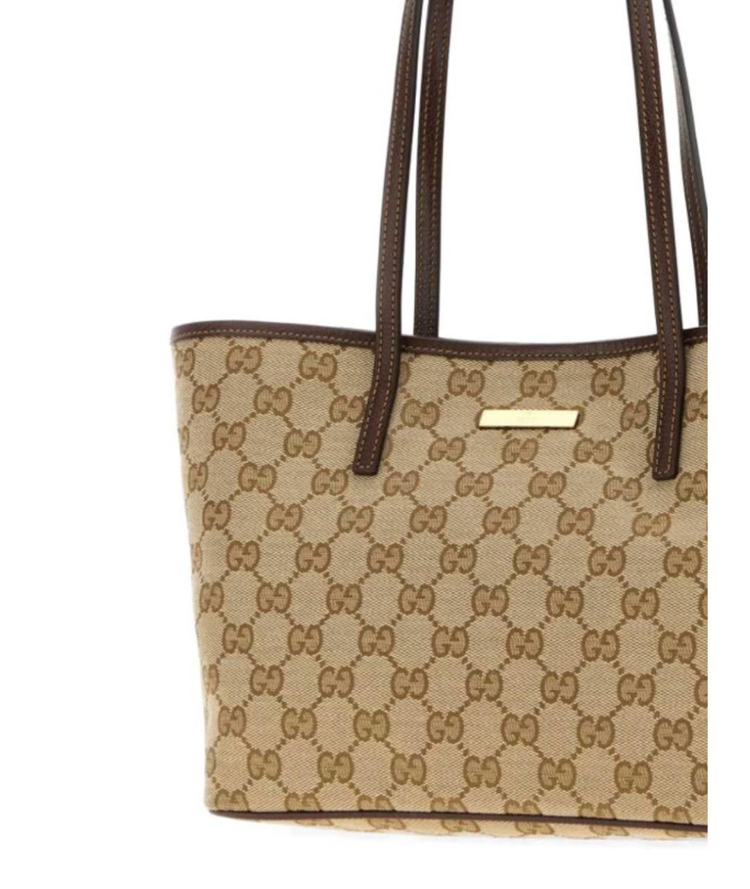 GUCCI Бежевая сумка тоут из канвы, фото 4