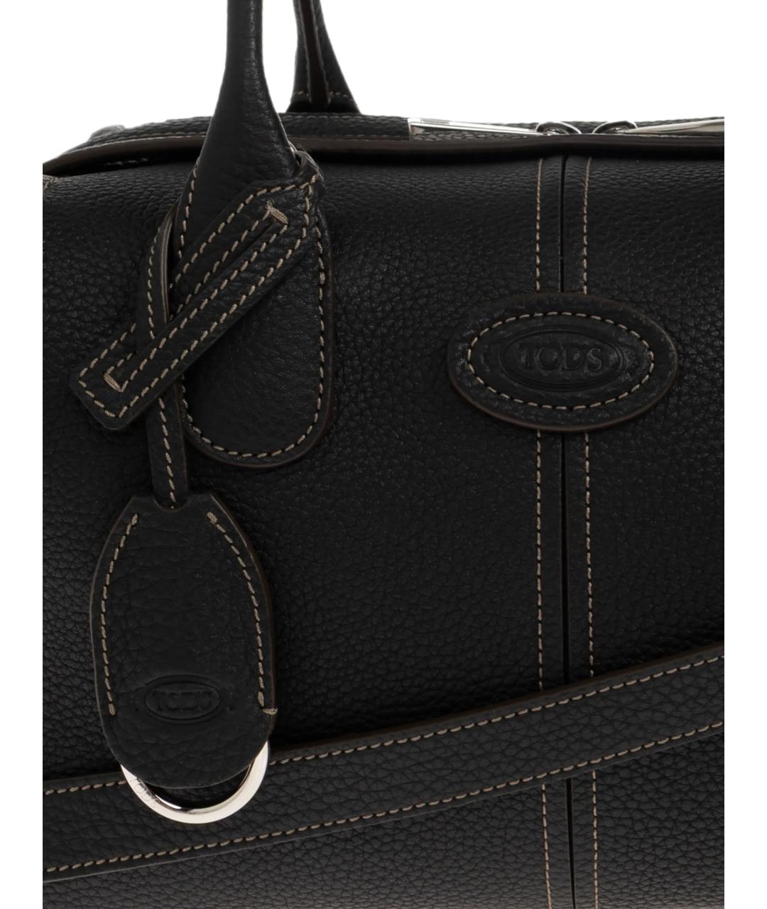 TOD'S Черная кожаная сумка тоут, фото 4