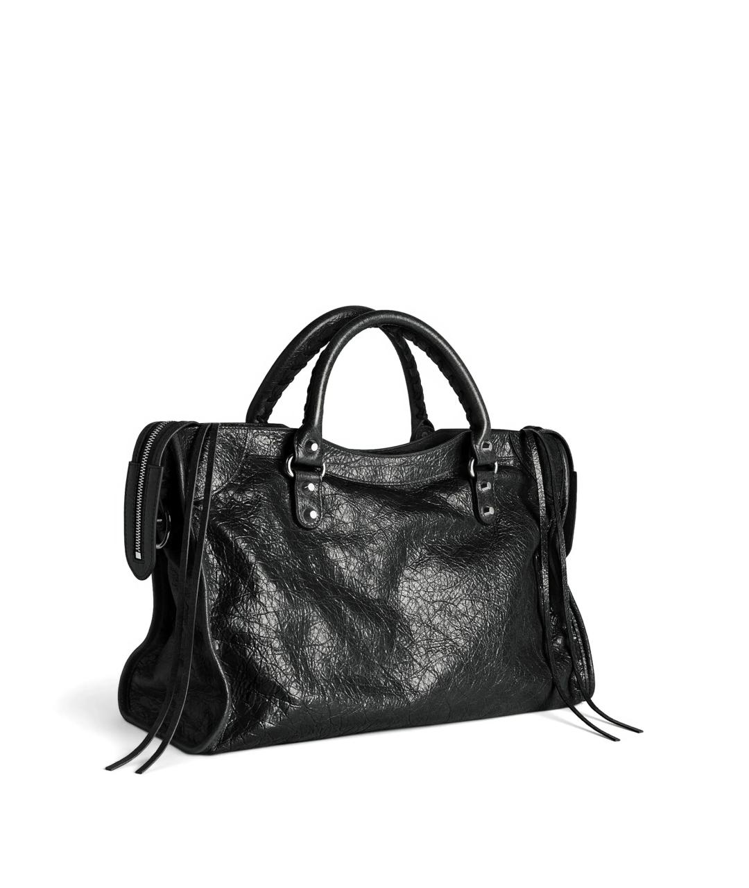 BALENCIAGA Черная кожаная сумка тоут, фото 4