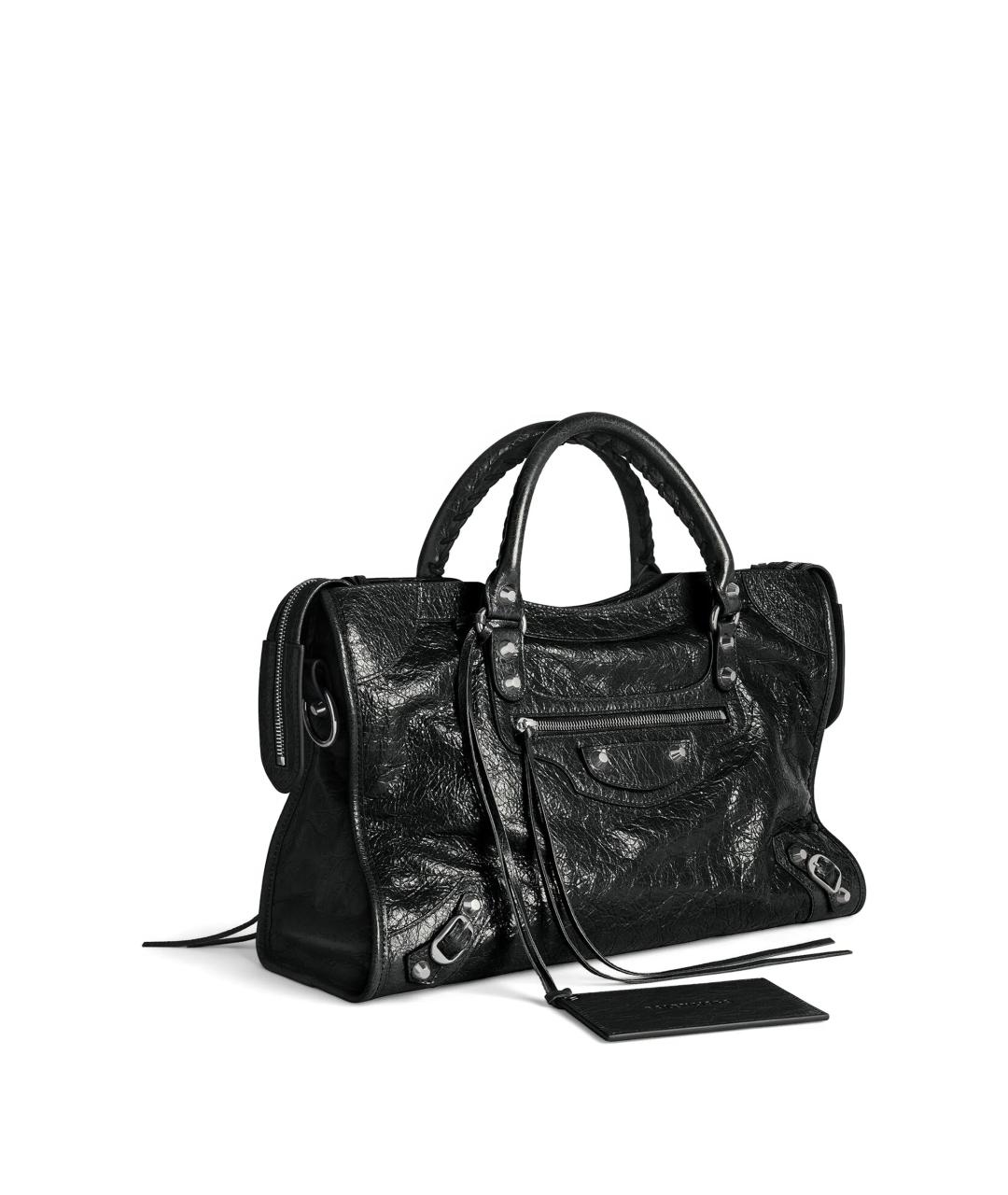 BALENCIAGA Черная кожаная сумка тоут, фото 3