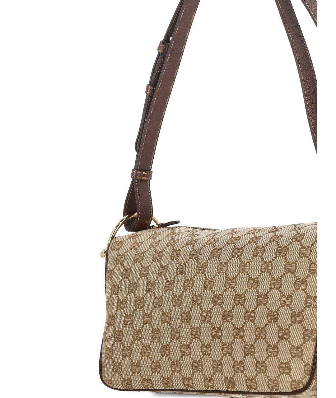 GUCCI Бежевая сумка через плечо из канвы, фото 4