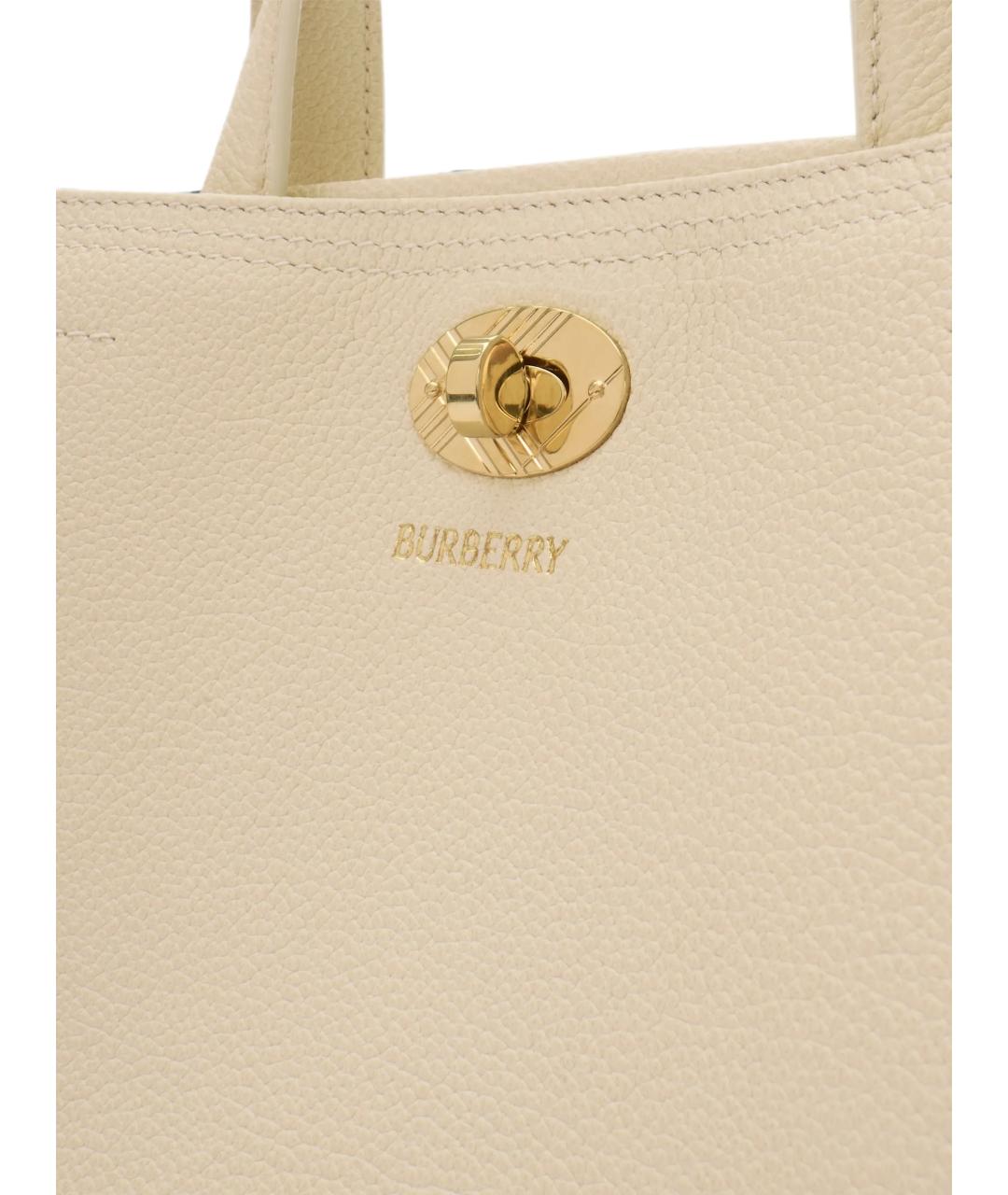 BURBERRY Бежевая кожаная сумка тоут, фото 4