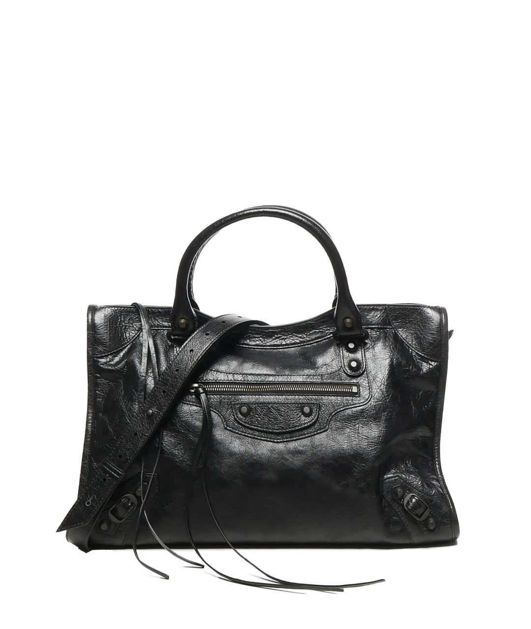 BALENCIAGA Черная кожаная сумка тоут, фото 1