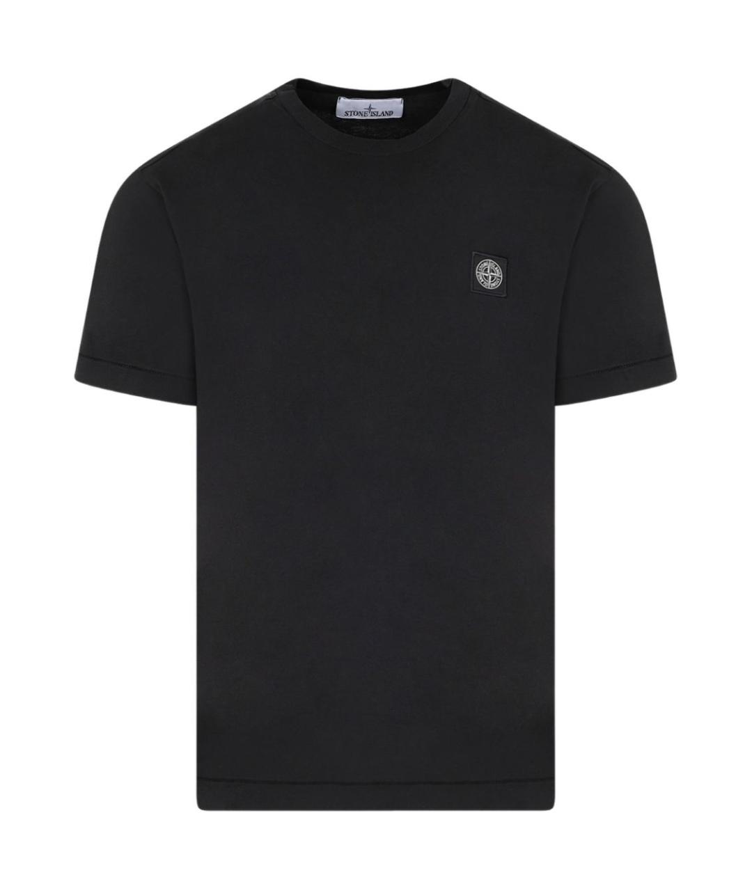 STONE ISLAND Черная хлопковая футболка, фото 1