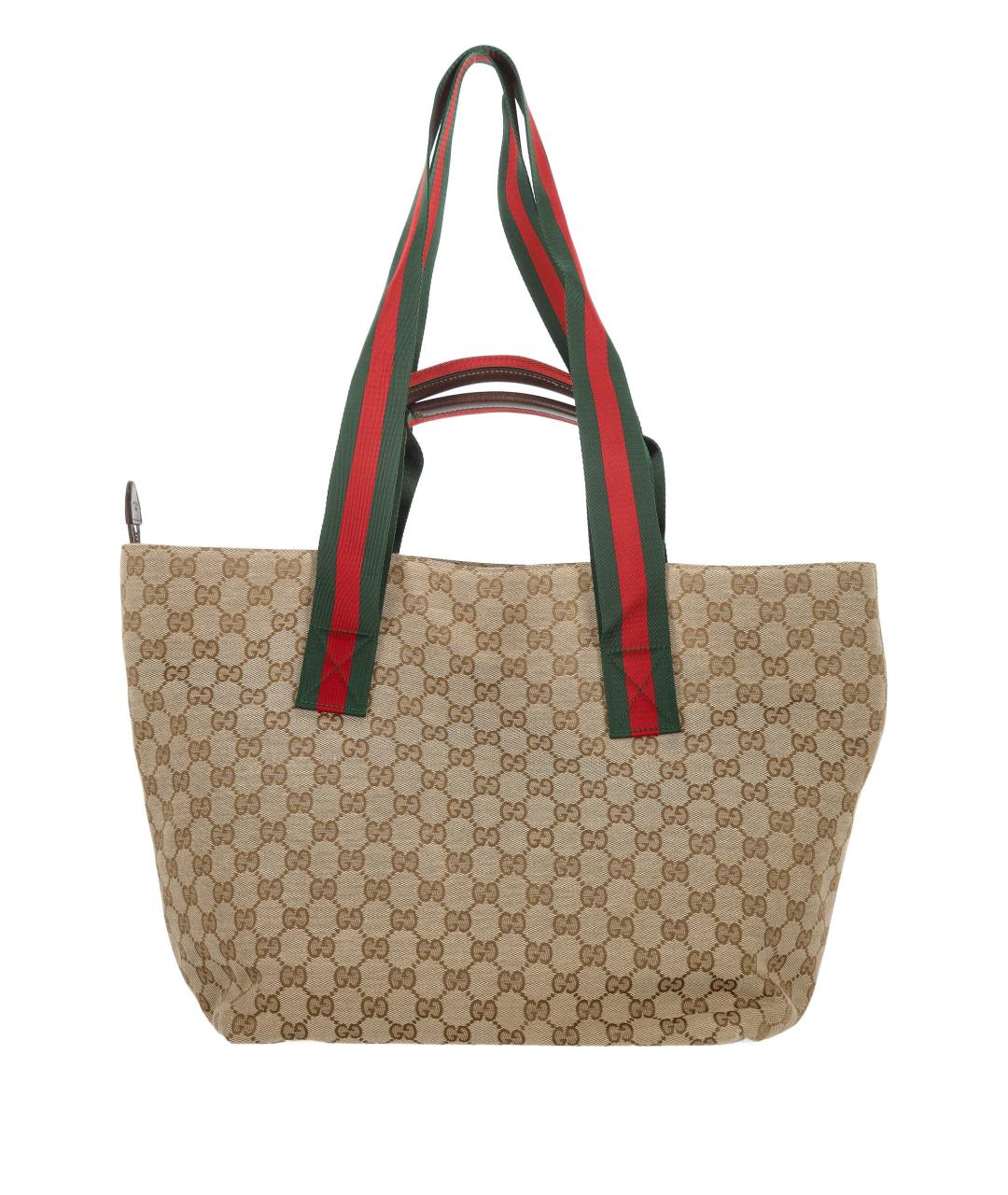 GUCCI Бежевая сумка тоут из канвы, фото 3