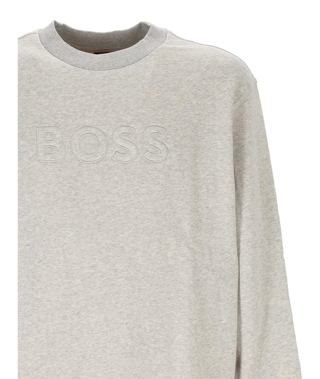 HUGO BOSS Серый хлопковый джемпер / свитер, фото 2