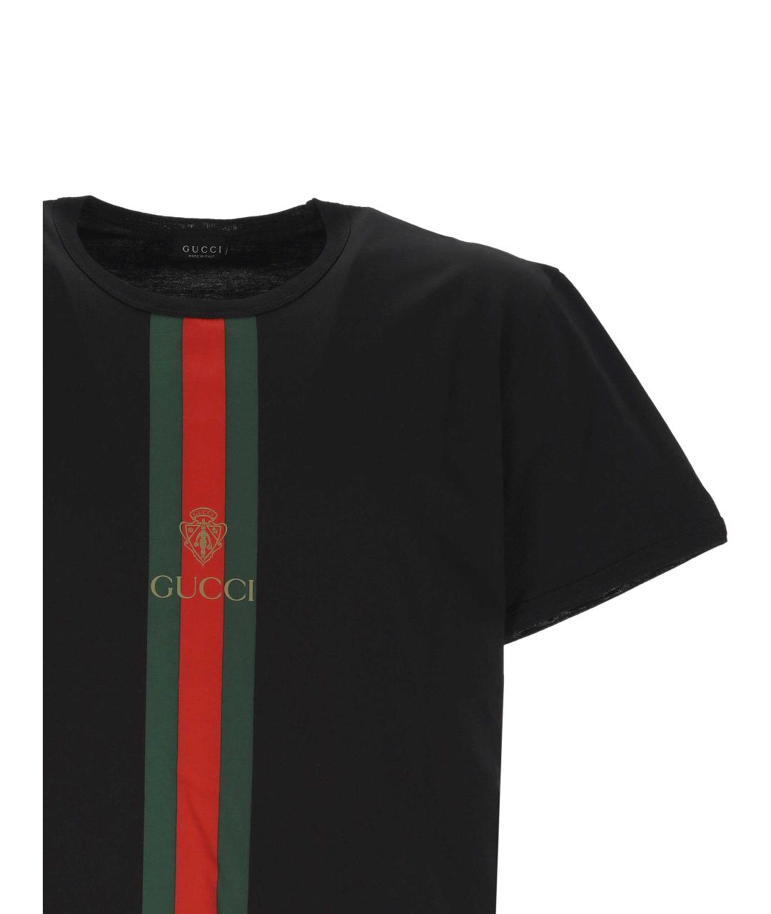 GUCCI Черная хлопковая футболка, фото 2