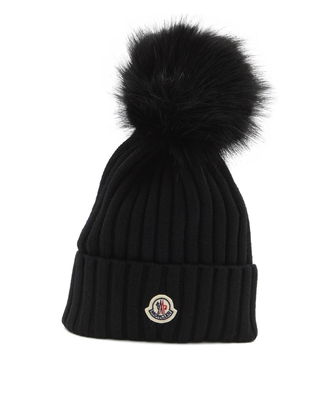 MONCLER Черная шерстяная шапка, фото 1