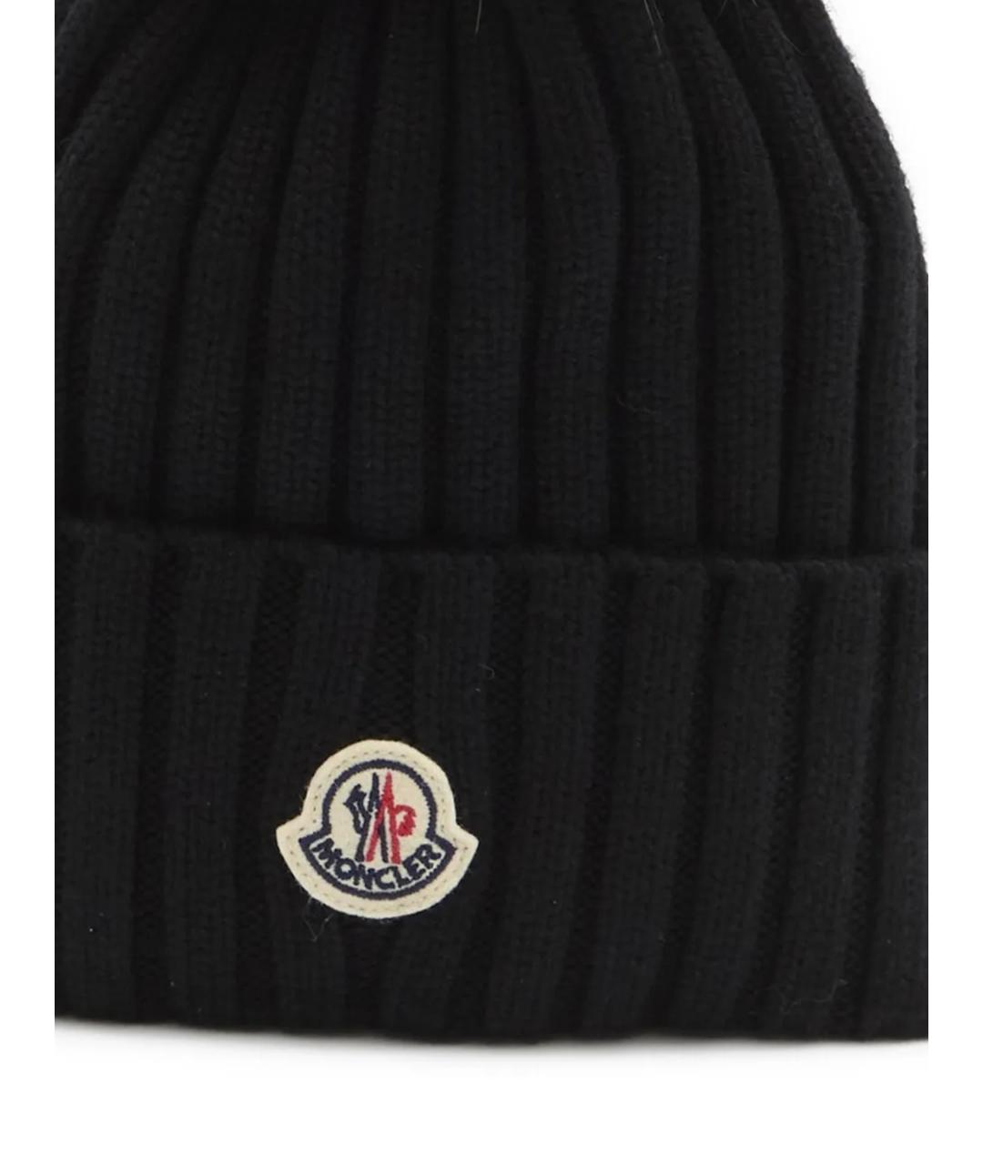 MONCLER Черная шерстяная шапка, фото 2