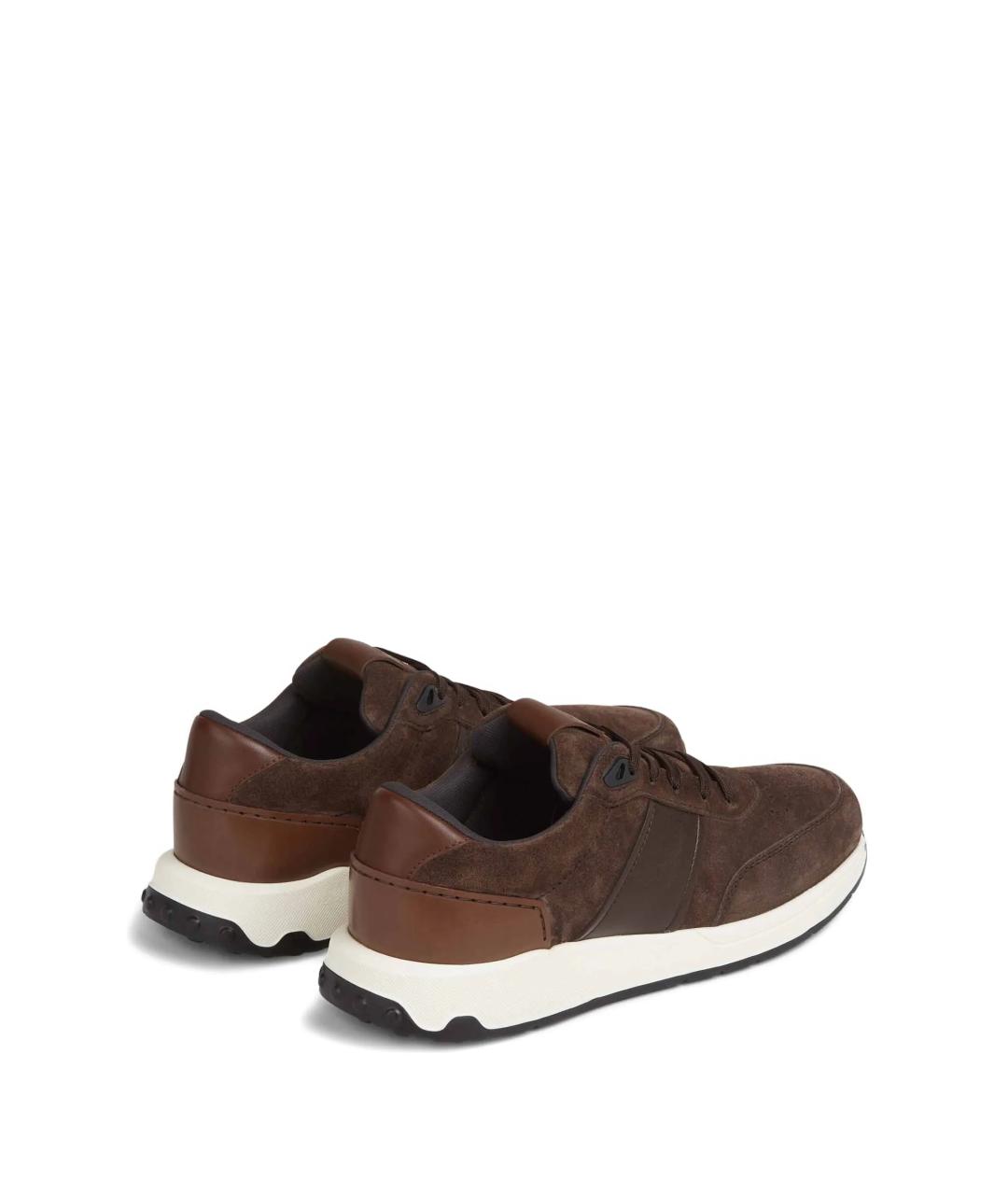 TOD'S Коричневые кожаные низкие кроссовки / кеды, фото 3