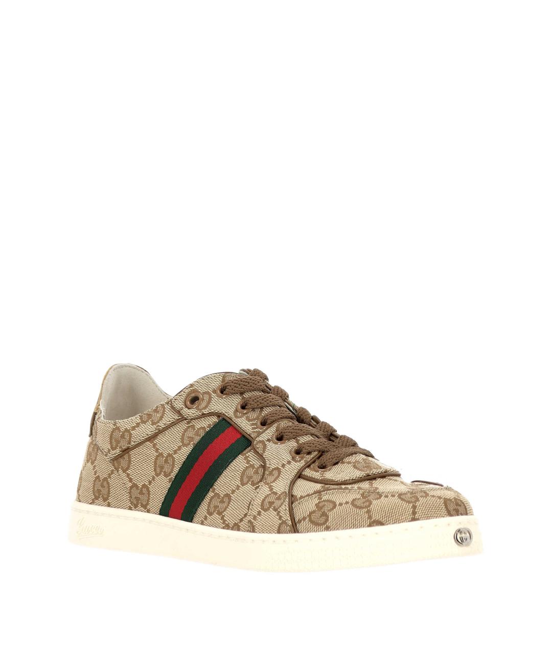 GUCCI Бежевые синтетические кеды, фото 2