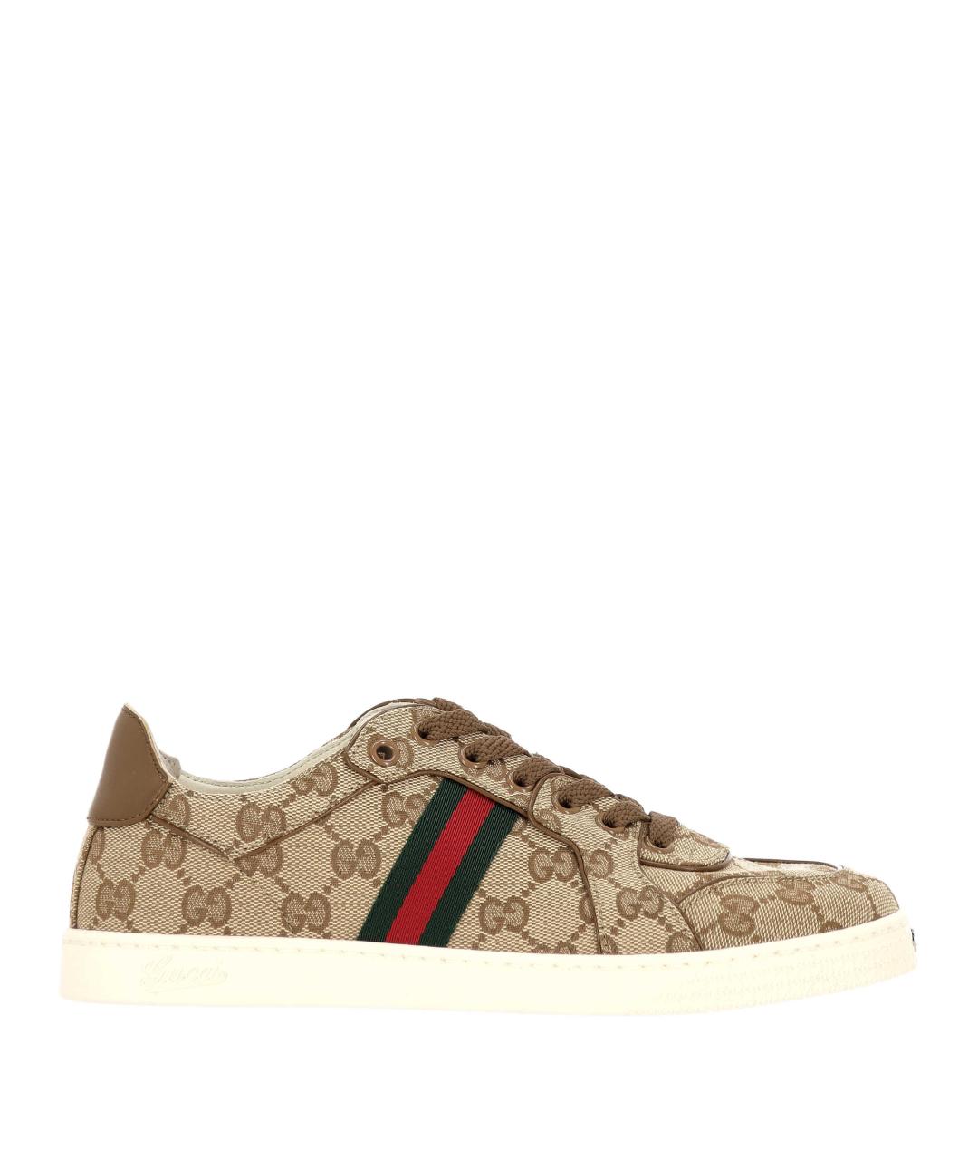 GUCCI Бежевые синтетические кеды, фото 1