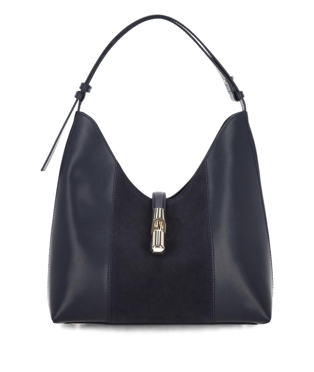 FURLA Темно-синяя кожаная сумка тоут, фото 1