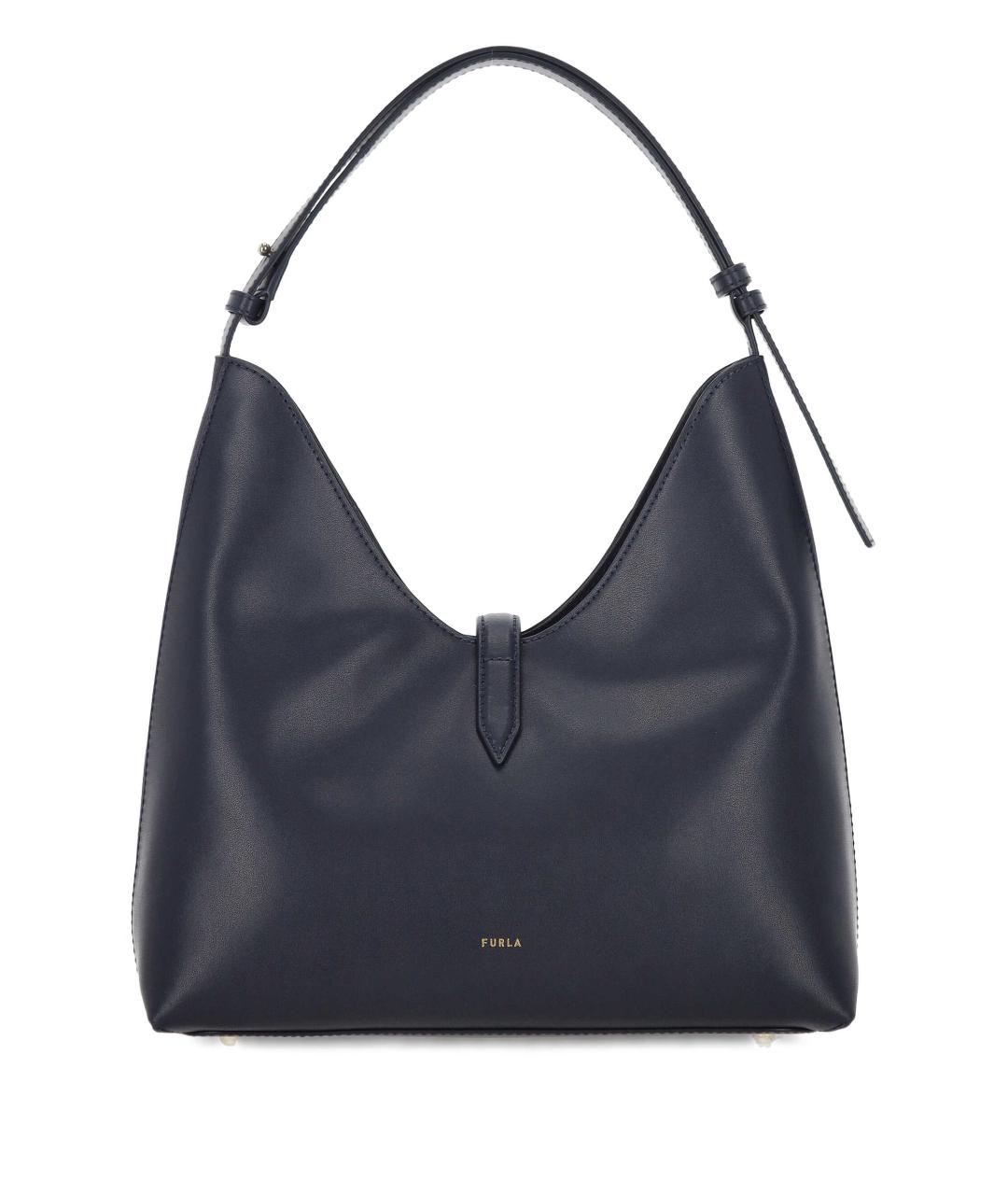 FURLA Темно-синяя кожаная сумка тоут, фото 3