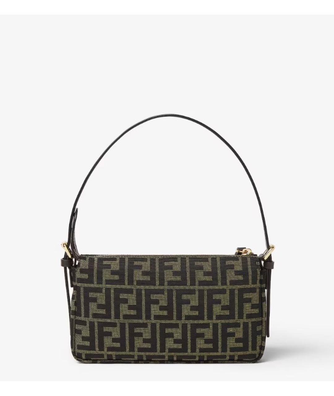FENDI Коричневая тканевая сумка с короткими ручками, фото 3