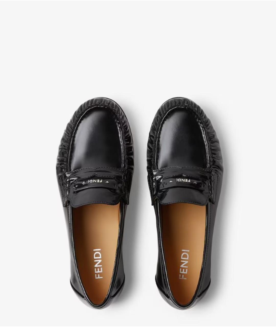 FENDI Черные кожаные лоферы, фото 4